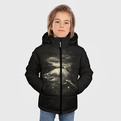 Зимняя куртка для мальчика Cosmic Shark / 3D-Черный – фото 3