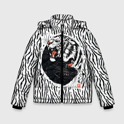 Куртка зимняя для мальчика Yin Yang Tigers, цвет: 3D-черный