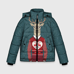 Куртка зимняя для мальчика Олень хипстер, цвет: 3D-светло-серый