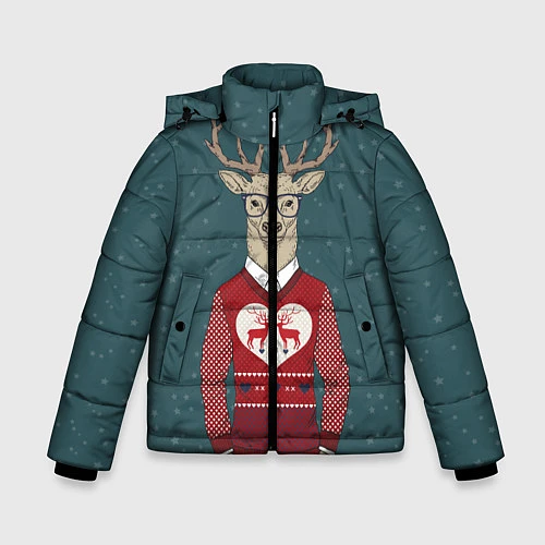 Зимняя куртка для мальчика Олень хипстер / 3D-Светло-серый – фото 1