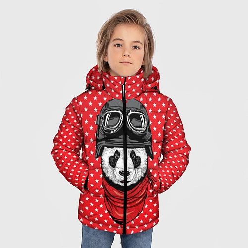 Зимняя куртка для мальчика Панда пилот / 3D-Черный – фото 3