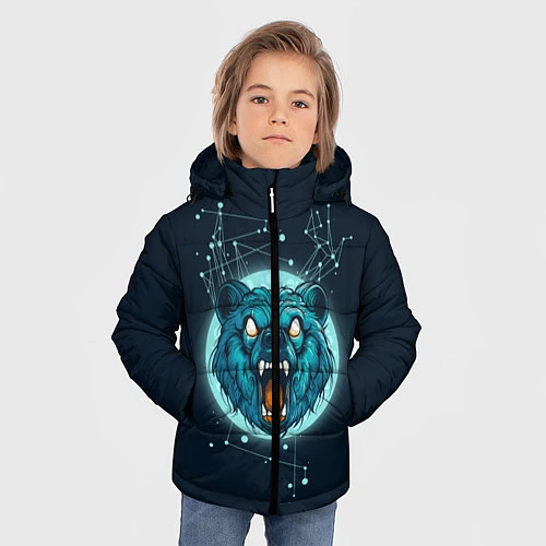 Зимняя куртка для мальчика Космический медведь / 3D-Светло-серый – фото 3