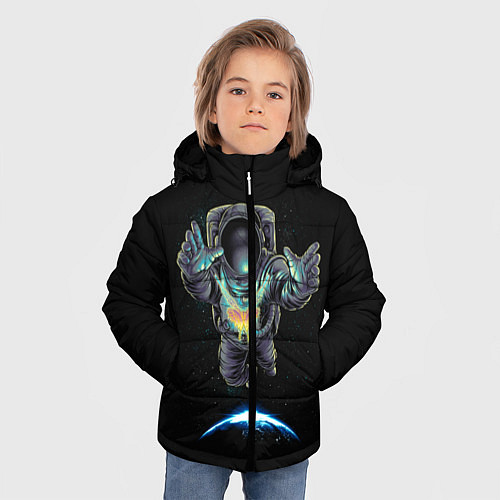 Зимняя куртка для мальчика Космическая бабочка / 3D-Черный – фото 3