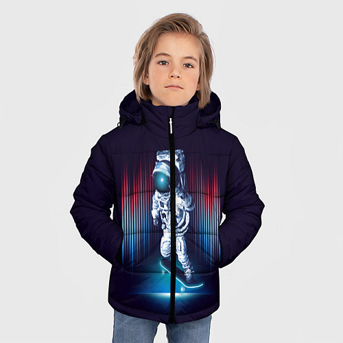 Зимняя куртка для мальчика Космический скейтбордист / 3D-Черный – фото 3