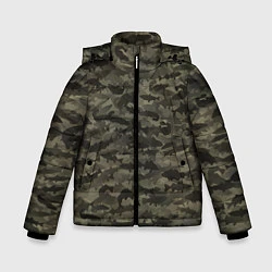 Куртка зимняя для мальчика Камуфляж рыбака, цвет: 3D-черный