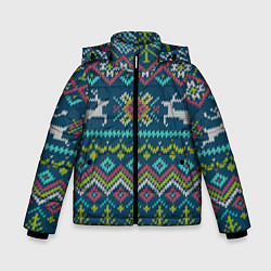 Куртка зимняя для мальчика Вязаный узор 6, цвет: 3D-черный