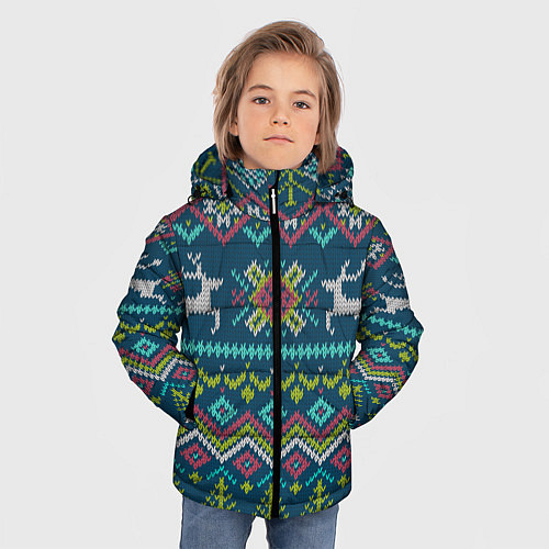 Зимняя куртка для мальчика Вязаный узор 6 / 3D-Черный – фото 3