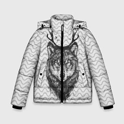 Куртка зимняя для мальчика Рогатый волк, цвет: 3D-черный
