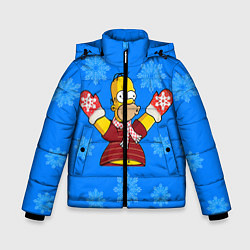 Куртка зимняя для мальчика Новогодний Гомер, цвет: 3D-черный