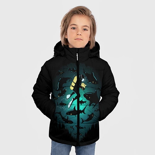 Зимняя куртка для мальчика Подводный мир / 3D-Черный – фото 3