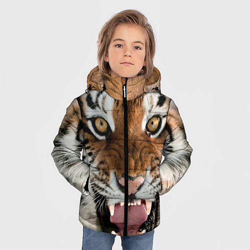 Зимняя куртка для мальчика Свирепый тигр / 3D-Светло-серый – фото 3