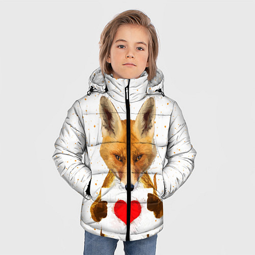 Зимняя куртка для мальчика Влюбленная лиса / 3D-Черный – фото 3