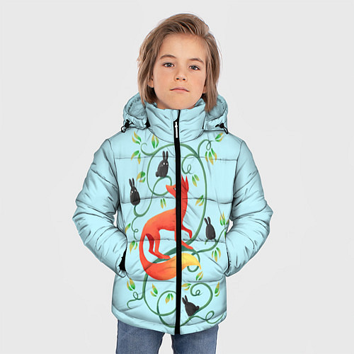 Зимняя куртка для мальчика Милая лисичка / 3D-Черный – фото 3