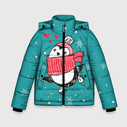 Куртка зимняя для мальчика Пингвинчик на коньках, цвет: 3D-черный