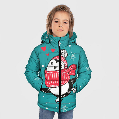 Зимняя куртка для мальчика Пингвинчик на коньках / 3D-Черный – фото 3
