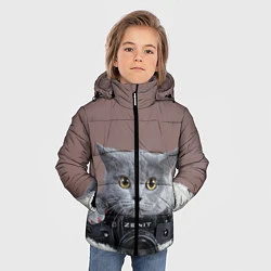 Куртка зимняя для мальчика Котик фотограф, цвет: 3D-черный — фото 2