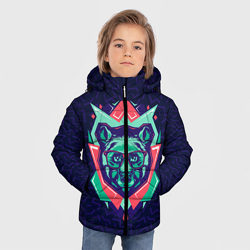 Зимняя куртка для мальчика Hipster Bear / 3D-Черный – фото 3