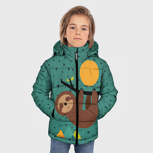 Зимняя куртка для мальчика Довольный ленивец / 3D-Черный – фото 3