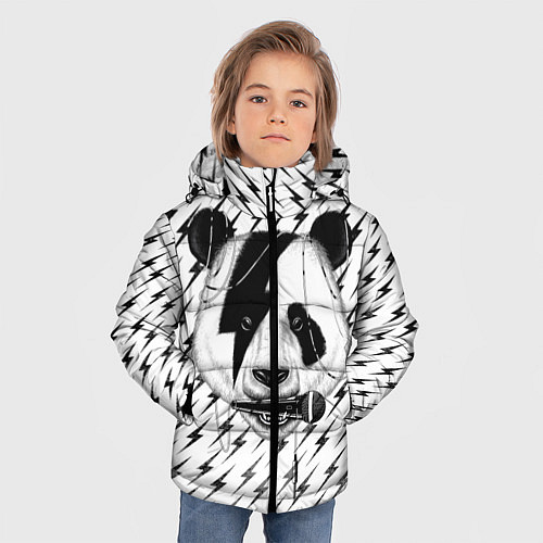 Зимняя куртка для мальчика Панда вокалист / 3D-Черный – фото 3