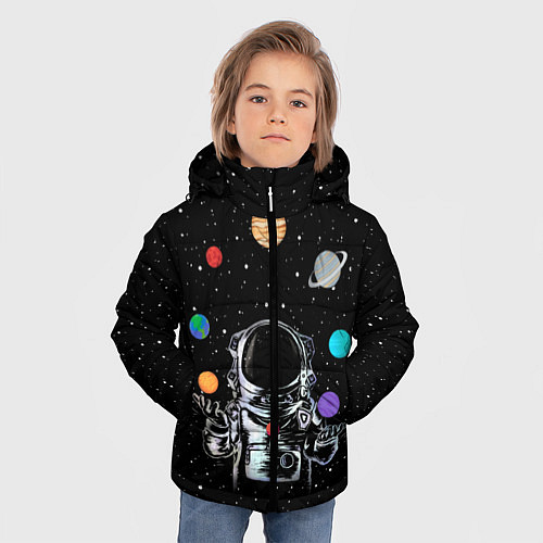 Зимняя куртка для мальчика Космический жонглер / 3D-Черный – фото 3