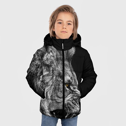 Зимняя куртка для мальчика Оскал льва / 3D-Черный – фото 3