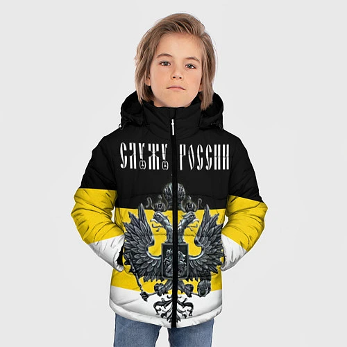Зимняя куртка для мальчика Служу империи / 3D-Черный – фото 3