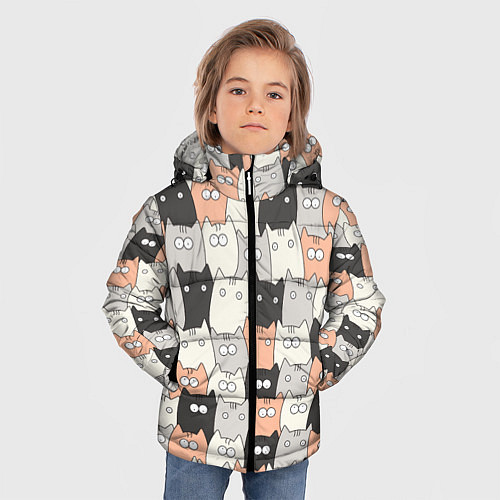 Зимняя куртка для мальчика Котики / 3D-Черный – фото 3