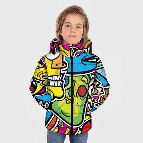 Зимняя куртка для мальчика Стикербомбинг / 3D-Черный – фото 3