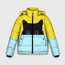 Зимняя куртка для мальчика Черный кот выглядывает