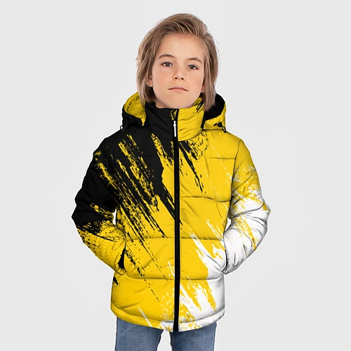 Зимняя куртка для мальчика Имперский флаг России / 3D-Черный – фото 3