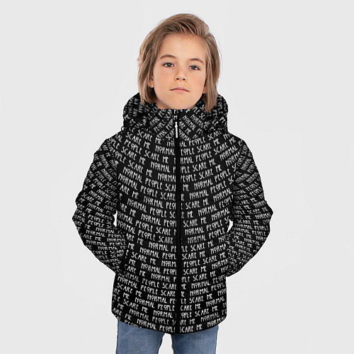 Зимняя куртка для мальчика Normal people scare me / 3D-Черный – фото 3