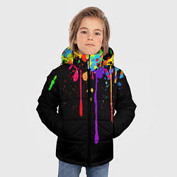 Куртка зимняя для мальчика Краски, цвет: 3D-черный — фото 2