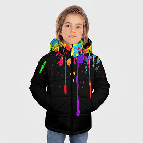 Зимняя куртка для мальчика Краски / 3D-Черный – фото 3