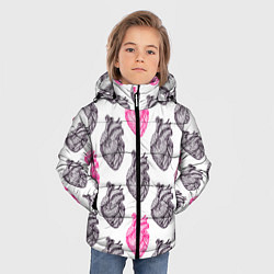 Куртка зимняя для мальчика Сердца 1, цвет: 3D-светло-серый — фото 2