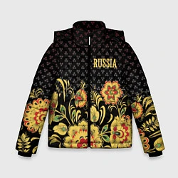Куртка зимняя для мальчика Russia: black edition, цвет: 3D-светло-серый