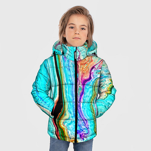 Зимняя куртка для мальчика Цветные разводы / 3D-Черный – фото 3