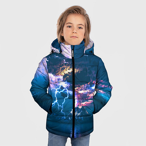 Зимняя куртка для мальчика Извержение вулкана / 3D-Черный – фото 3