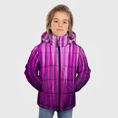 Зимняя куртка для мальчика Фиолетово-черные краски / 3D-Черный – фото 3