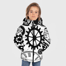 Куртка зимняя для мальчика Часы и шестеренки, цвет: 3D-черный — фото 2