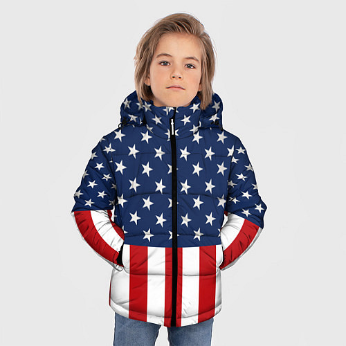 Зимняя куртка для мальчика Флаг США / 3D-Черный – фото 3