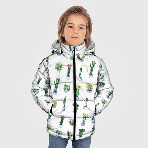 Зимняя куртка для мальчика Кактусы / 3D-Черный – фото 3