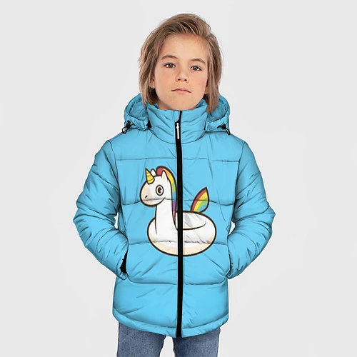 Зимняя куртка для мальчика Единорог / 3D-Черный – фото 3