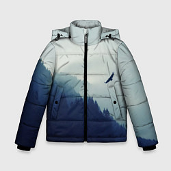 Куртка зимняя для мальчика Орел над Лесом, цвет: 3D-черный