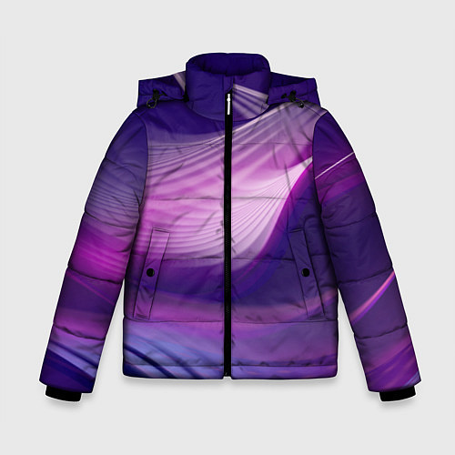 Зимняя куртка для мальчика Фиолетовые Волны / 3D-Светло-серый – фото 1