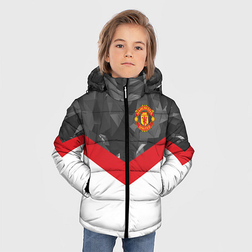 Зимняя куртка для мальчика Man United FC: Grey Polygons / 3D-Красный – фото 3