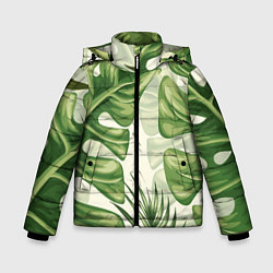 Куртка зимняя для мальчика Тропический папоротник, цвет: 3D-светло-серый