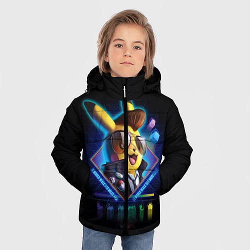 Зимняя куртка для мальчика Retro Pikachu / 3D-Черный – фото 3