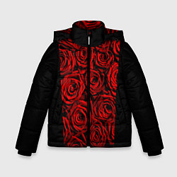 Куртка зимняя для мальчика Унисекс / Красные розы, цвет: 3D-черный