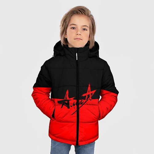 Зимняя куртка для мальчика АлисА: Черный & Красный / 3D-Черный – фото 3