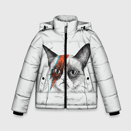 Зимняя куртка для мальчика David Bowie: Grumpy cat / 3D-Светло-серый – фото 1